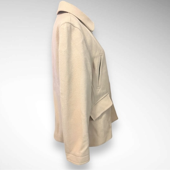 J. CREW‎ Women's Cream Double-Breasted Wool Cashmere Blend Peacoat Medium | EUC - Picture 4 of 8